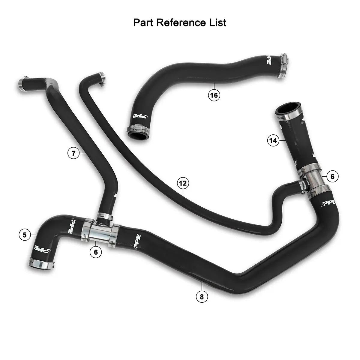 PPE Performance Silicone Upper and Lower Coolant Hose Kit 2001-2005 LB7 LLY Duramax