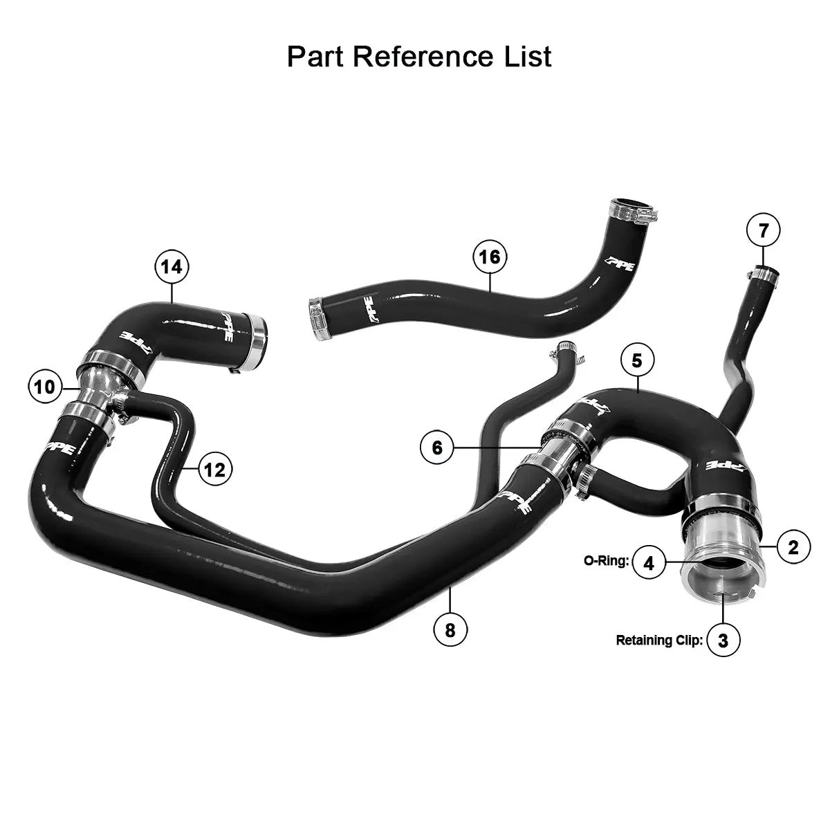 PPE Performance Silicone Upper and Lower Coolant Hose Kit 2006-2010 LBZ LMM Duramax