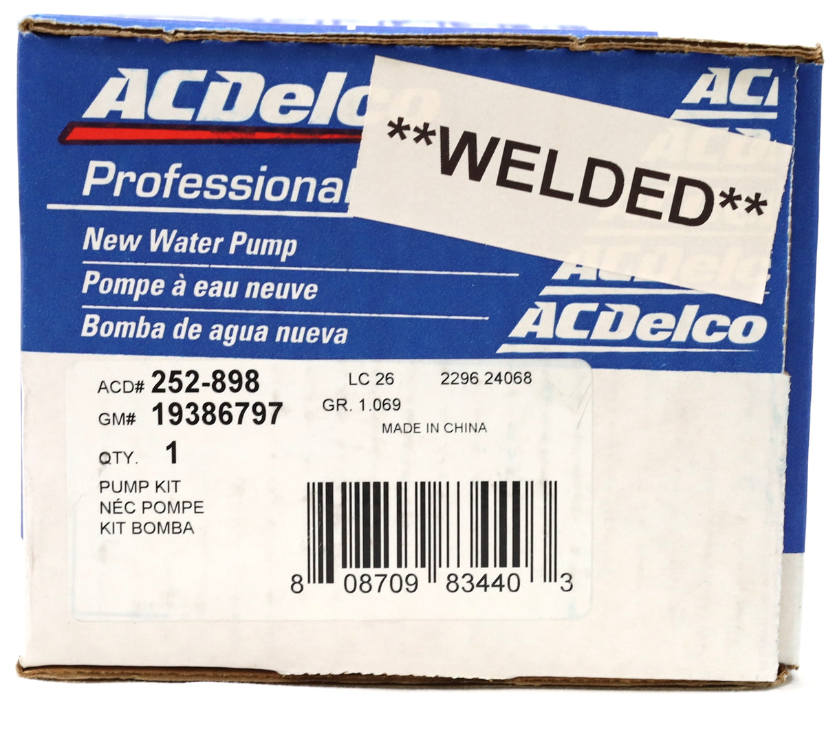 Welded Water Pump for 2006–2016 GM 6.6L Duramax LBZ/LMM/LML (ACDelco 252-898)