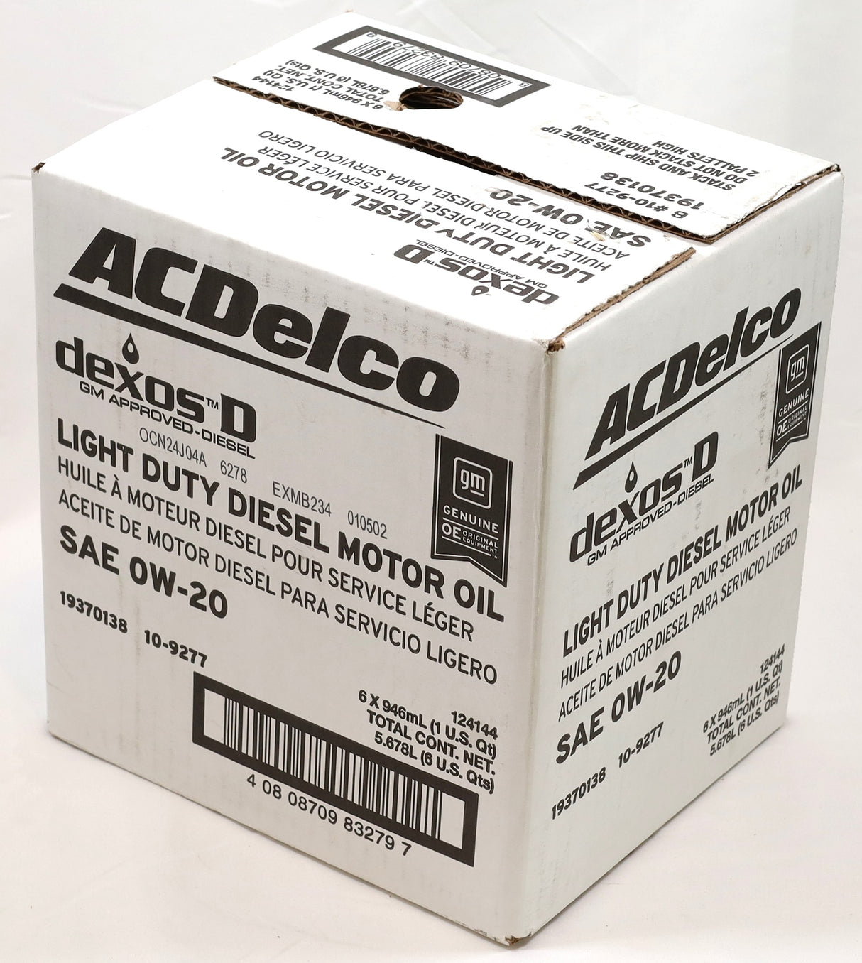 6 Quarts ACDelco DexosD 0W-20 Diesel Oil 19370138 for 2020–2025 LM2 LZ0 Duramax