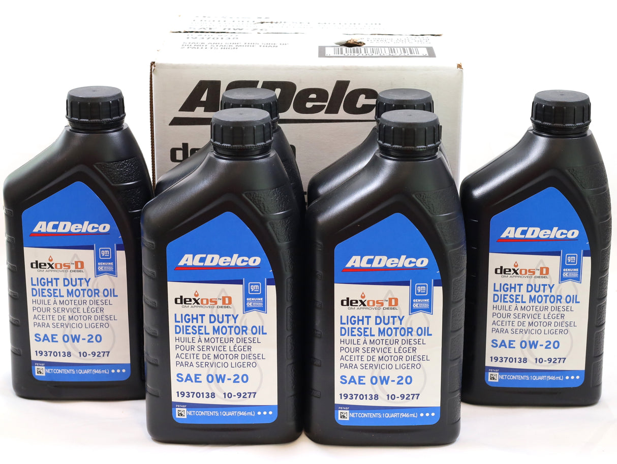 6 Quarts ACDelco DexosD 0W-20 Diesel Oil 19370138 for 2020–2025 LM2 LZ0 Duramax