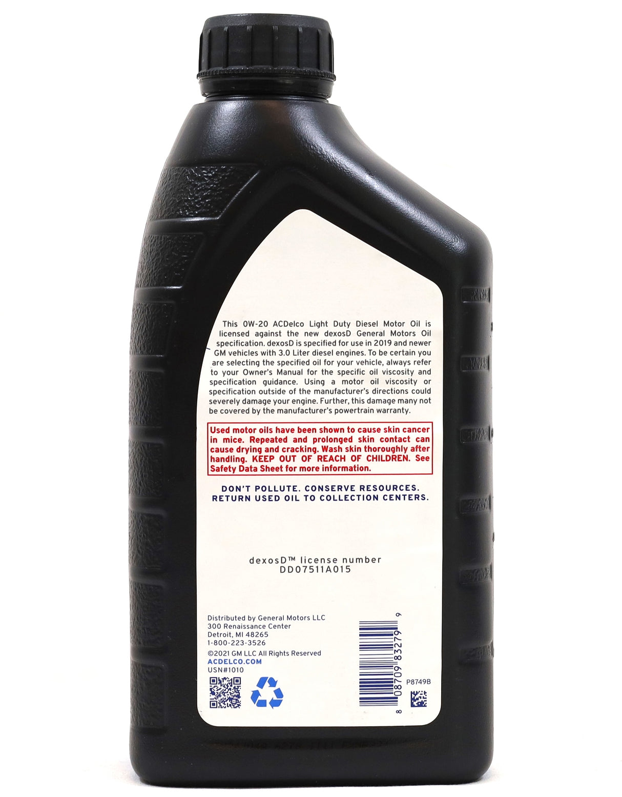 ACDelco DexosD 0W-20 Diesel Oil 19370138 for 2020–2025 LM2 LZ0 Duramax 3.0L