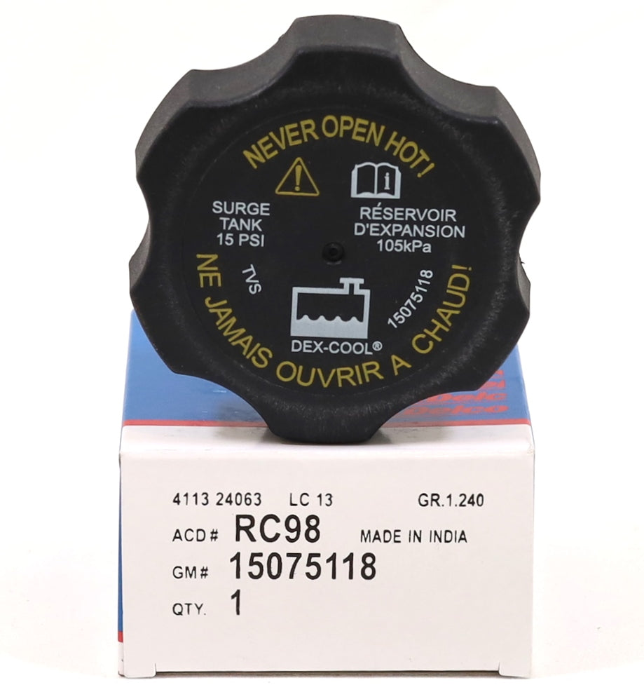GM ACDelco RC98 Coolant Tank Cap 01–10 Silverado Sierra LB7 LLY LBZ LMM Duramax