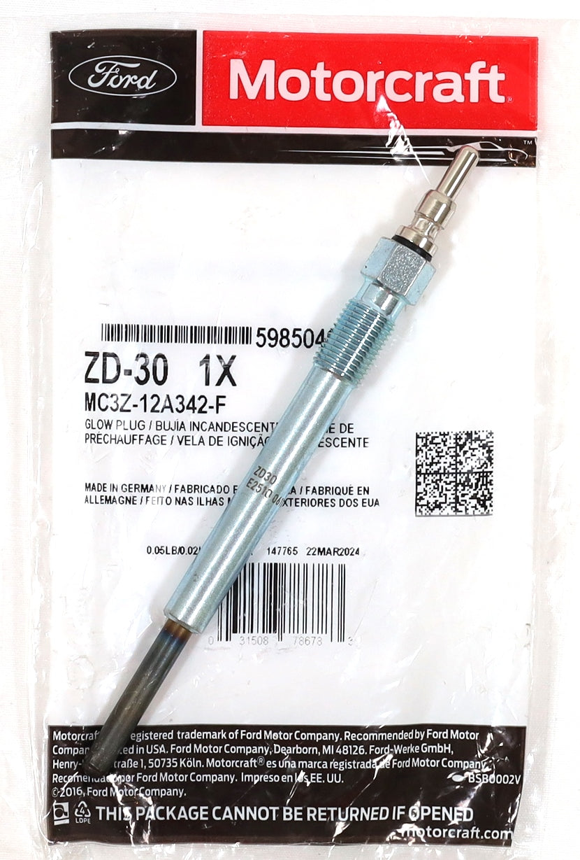 1994–2003 7.3L Powerstroke Glow Plugs Set 8 OEM Motorcraft ZD-30 / MC3Z-12A342-F