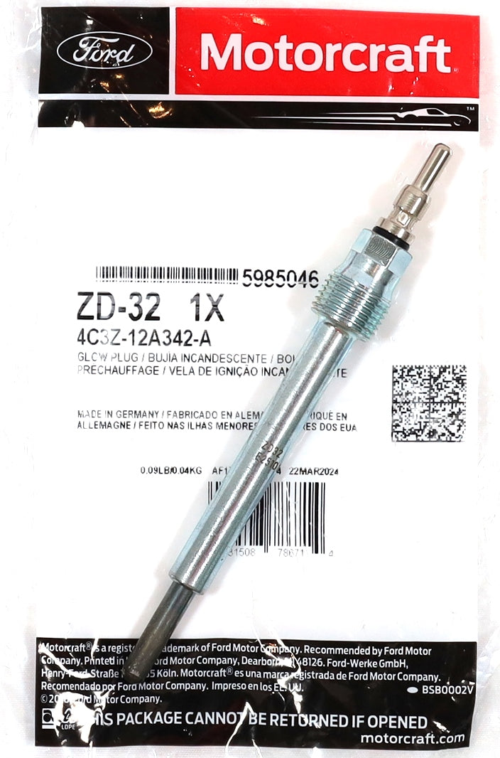 2004-2007 6.0L Powerstroke Glow Plugs Set 8 OEM Motorcraft ZD-32 / 4C3Z-12A342-A