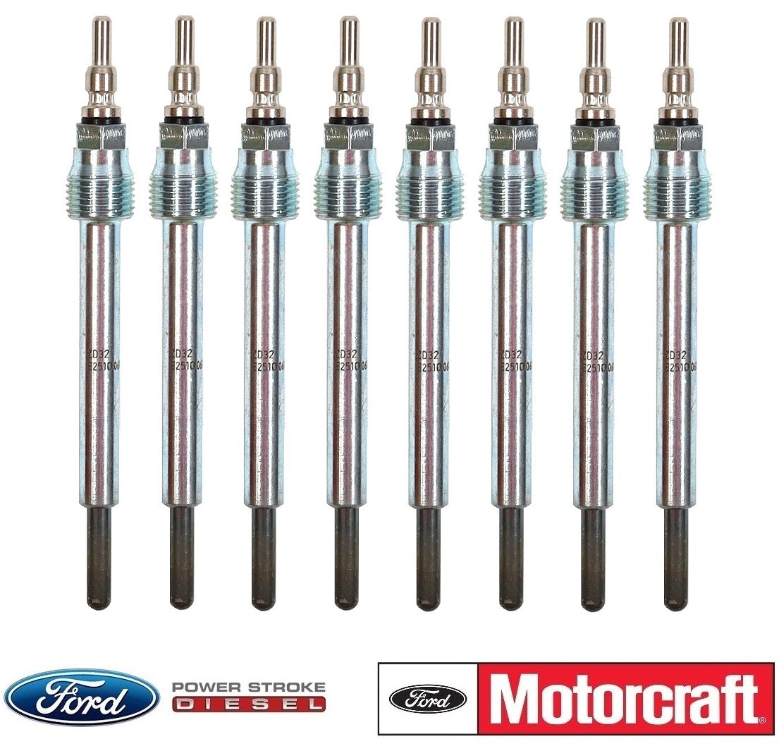 2004-2007 6.0L Powerstroke Glow Plugs Set 8 OEM Motorcraft ZD-32 / 4C3Z-12A342-A