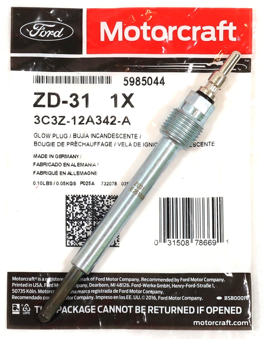 Motorcraft ZD-31 Glow Plug 03–04 6.0L Powerstroke OEM Ford 3C3Z-12A342-A