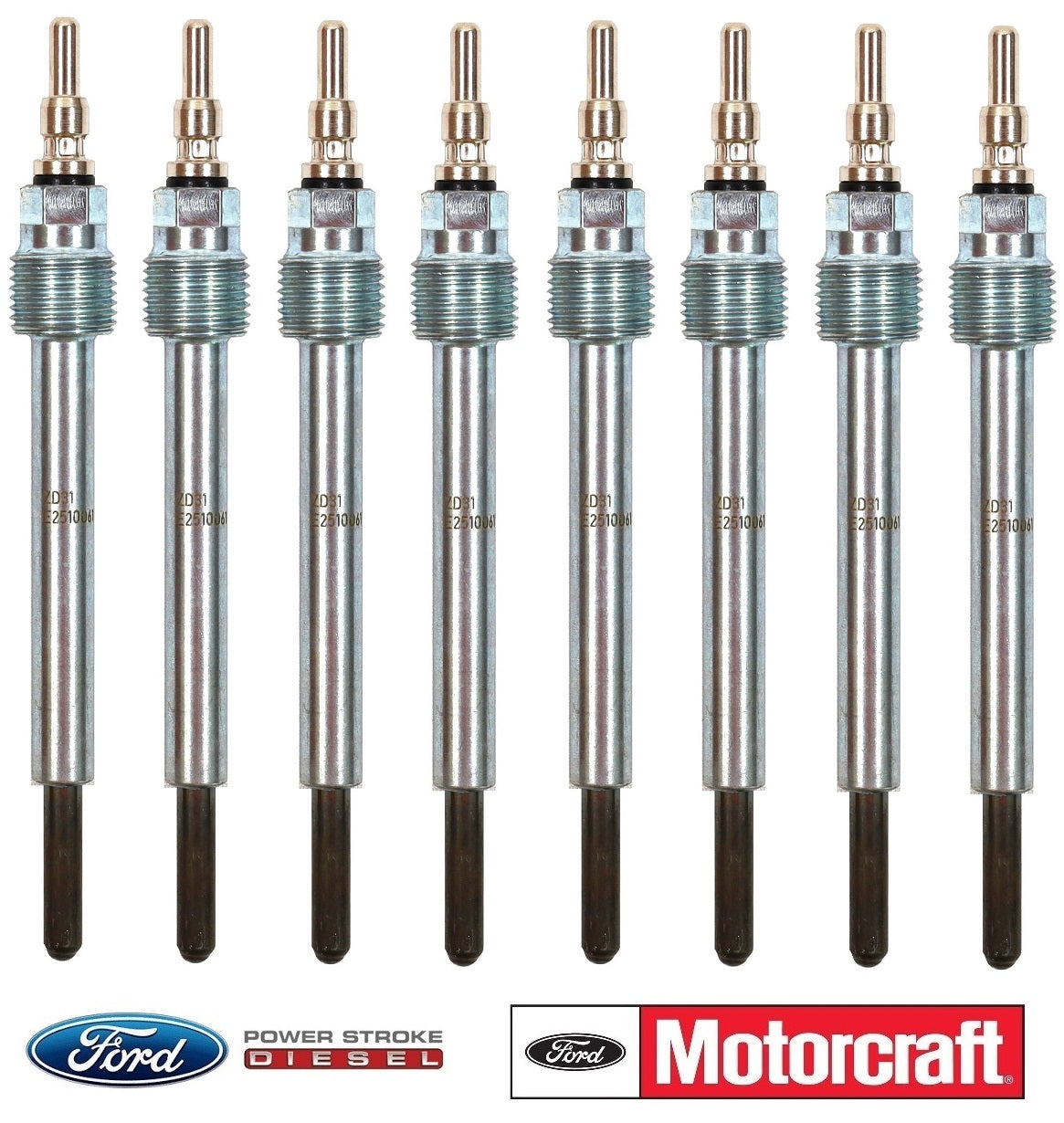 2003-2004 6.0L Powerstroke Glow Plugs Set 8 OEM Motorcraft ZD-31 / 3C3Z-12A342-A