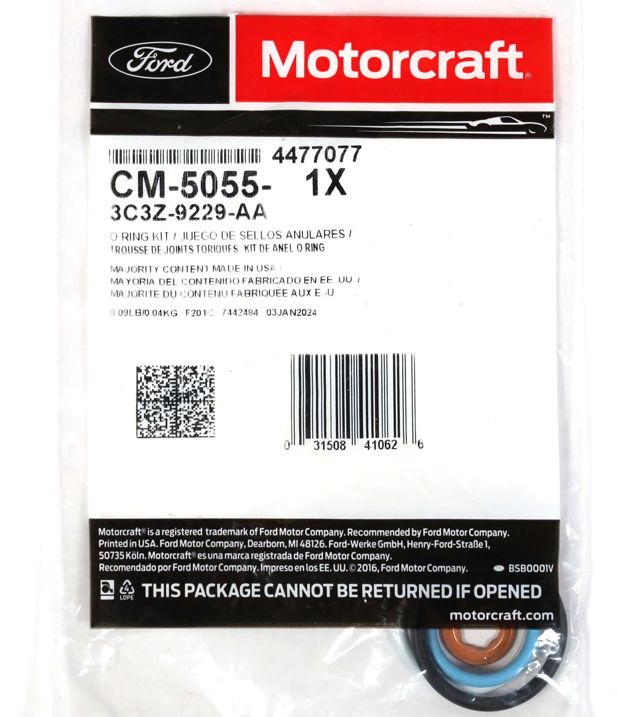 03-10 Ford 6.0L Powerstroke Diesel OEM Motorcraft Fuel Injector O-ring Set of 8