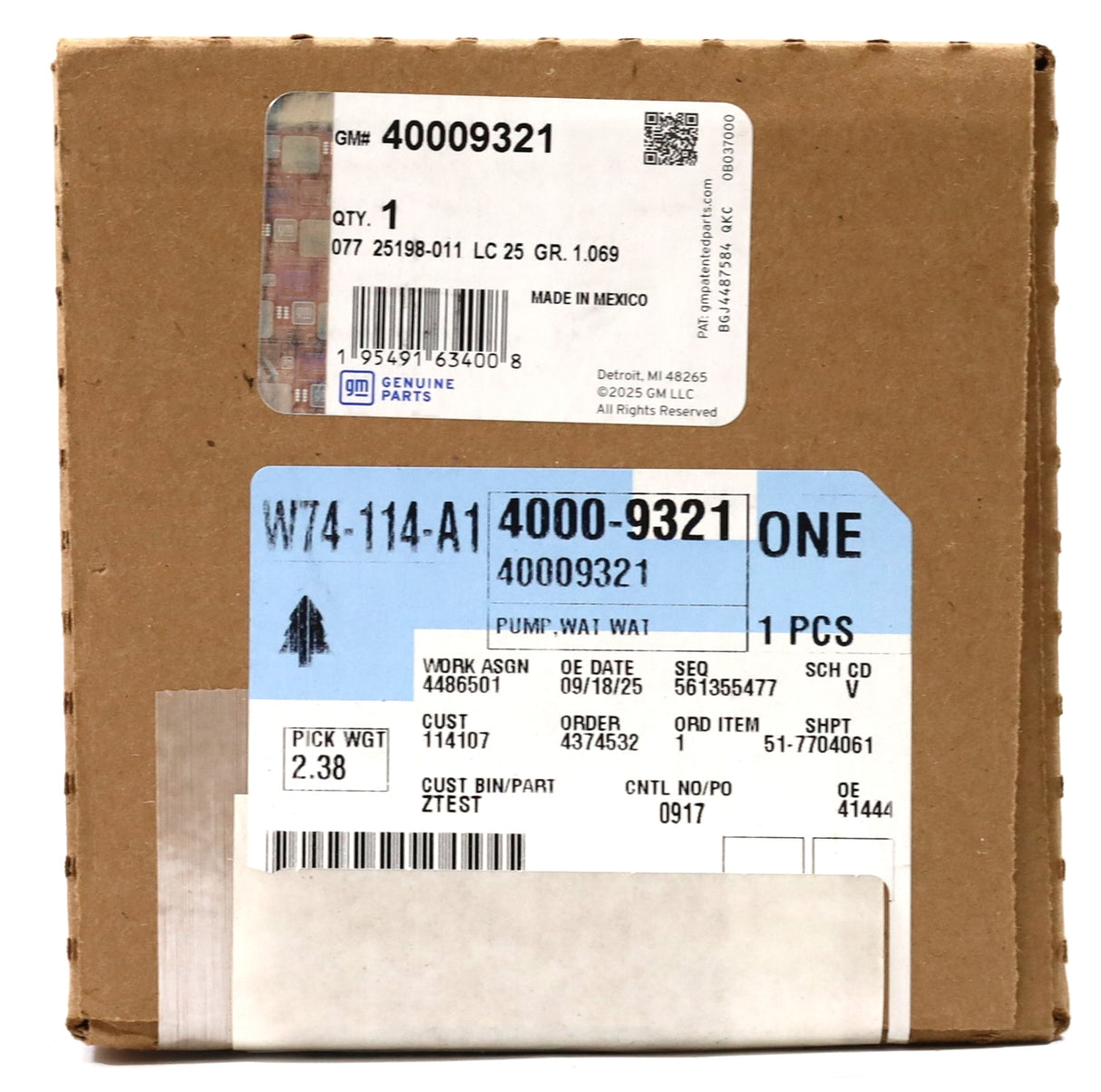 Genuine GM 40009321 Water Pump 2023–2025 Silverado Sierra 1500 3.0L LZ0 Duramax