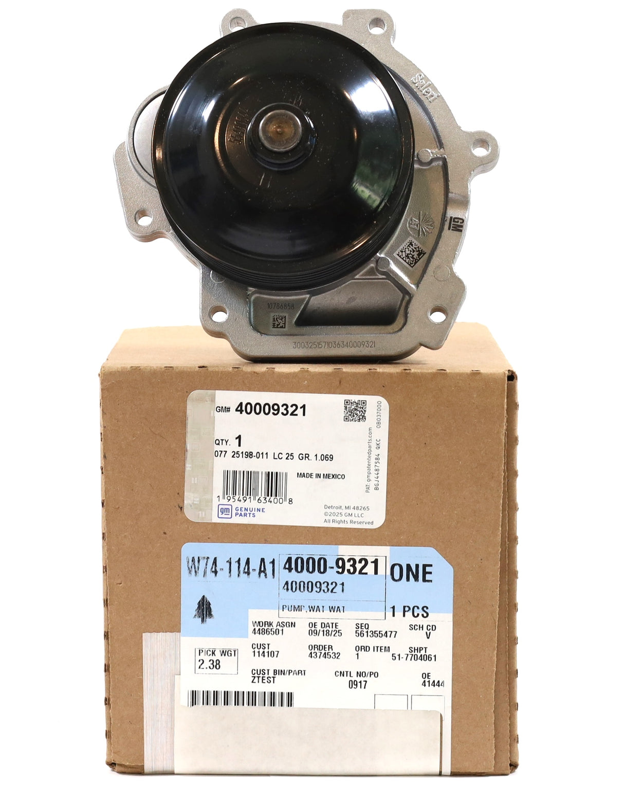 Genuine GM 40009321 Water Pump 2023–2025 Silverado Sierra 1500 3.0L LZ0 Duramax