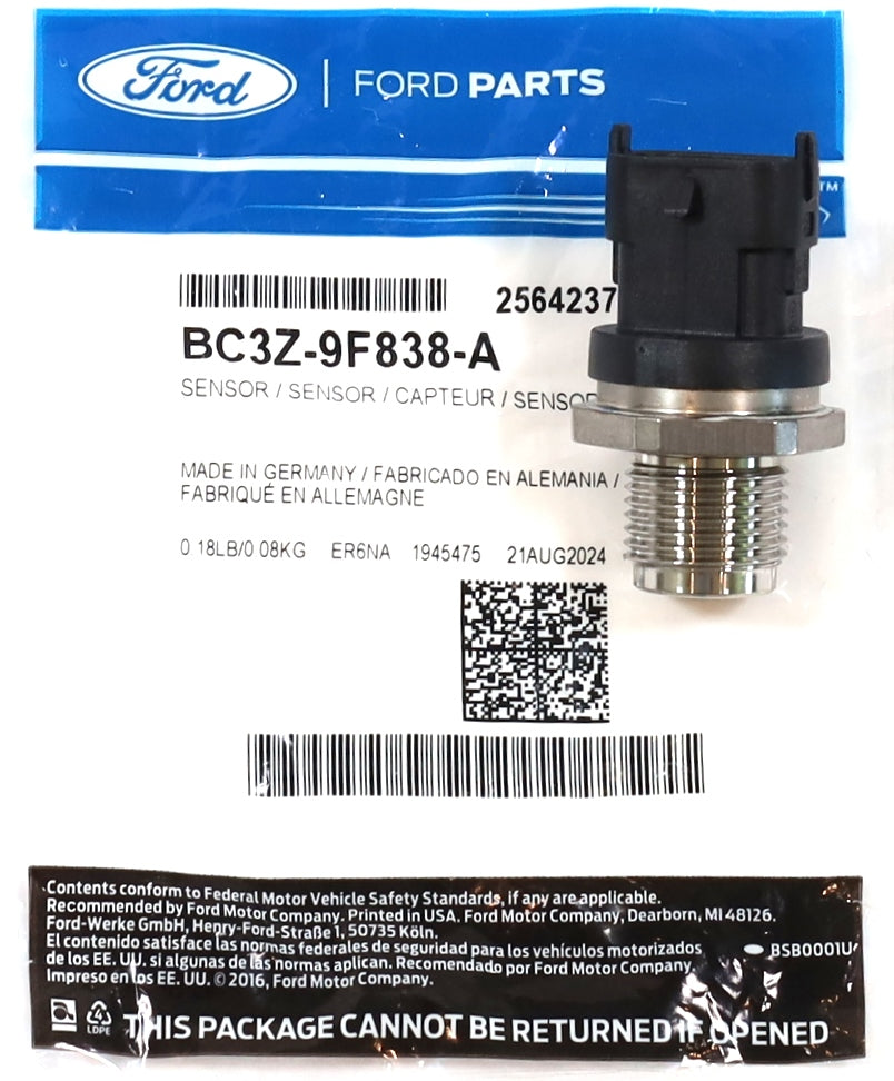 Genuine Ford BC3Z-9F838-A Fuel Rail Pressure Sensor 2011–2019 6.7L Powerstroke
