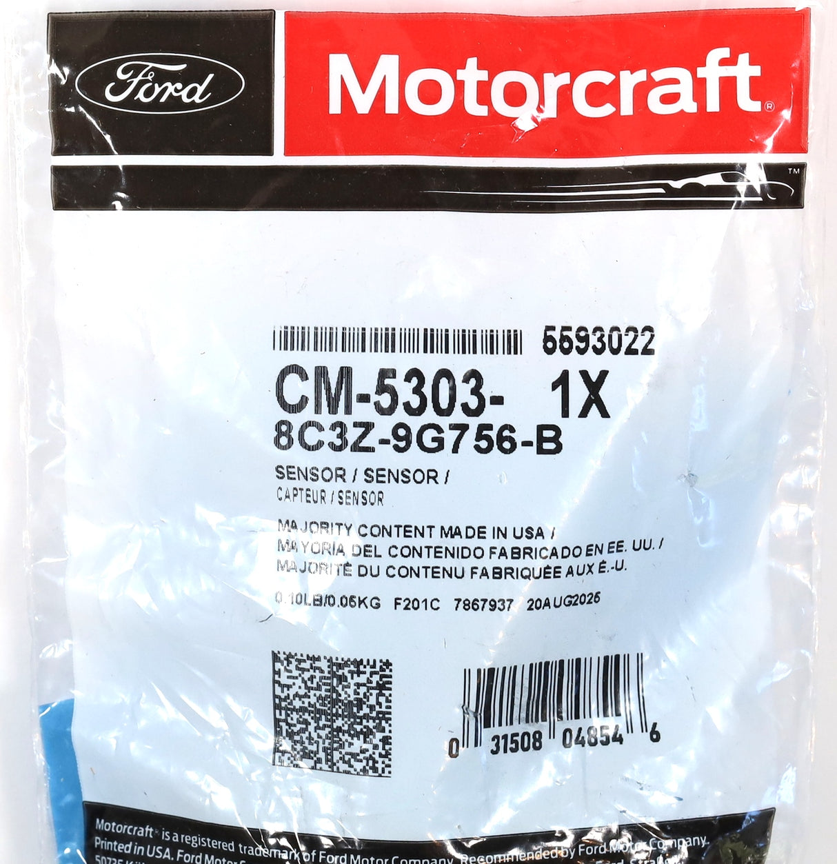 Ford Motorcraft CM-5303 Fuel Rail Pressure Sensor 08–10 6.4L Powerstroke Diesel