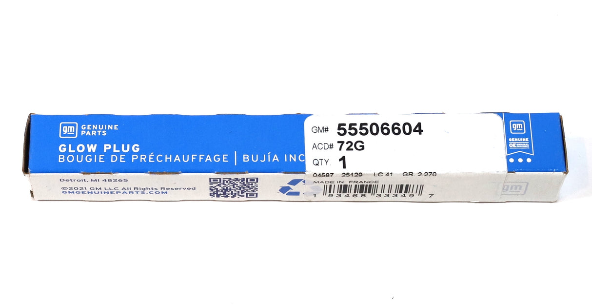 Genuine GM 72G / 55506604 Glow Plug 2023–2025 3.0L LZ0 Duramax Silverado Sierra