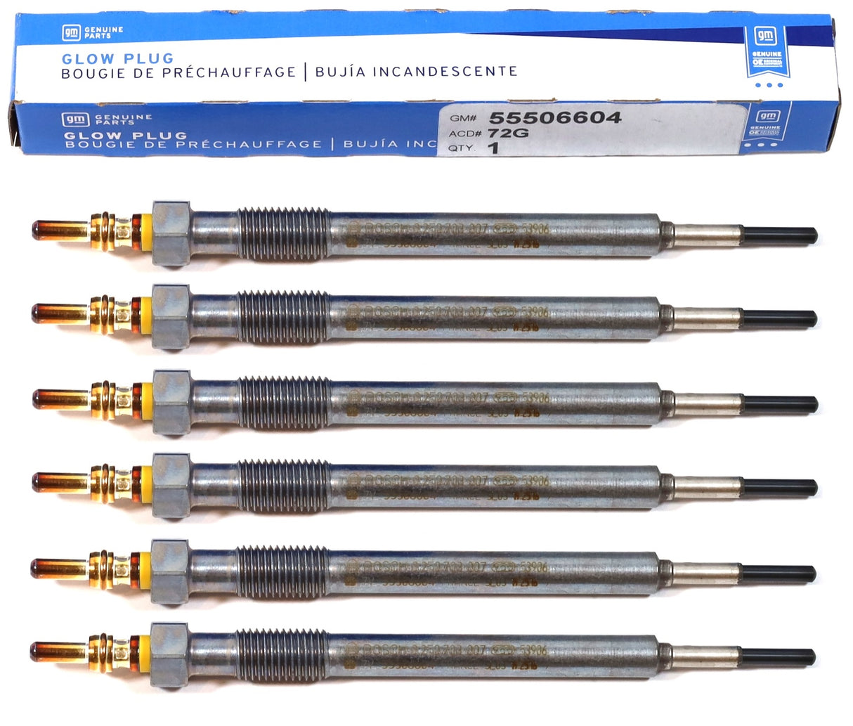 Set of 6 Genuine GM 72G / 55506604 Glow Plugs Fits 2023–2025 3.0L LZ0 Duramax