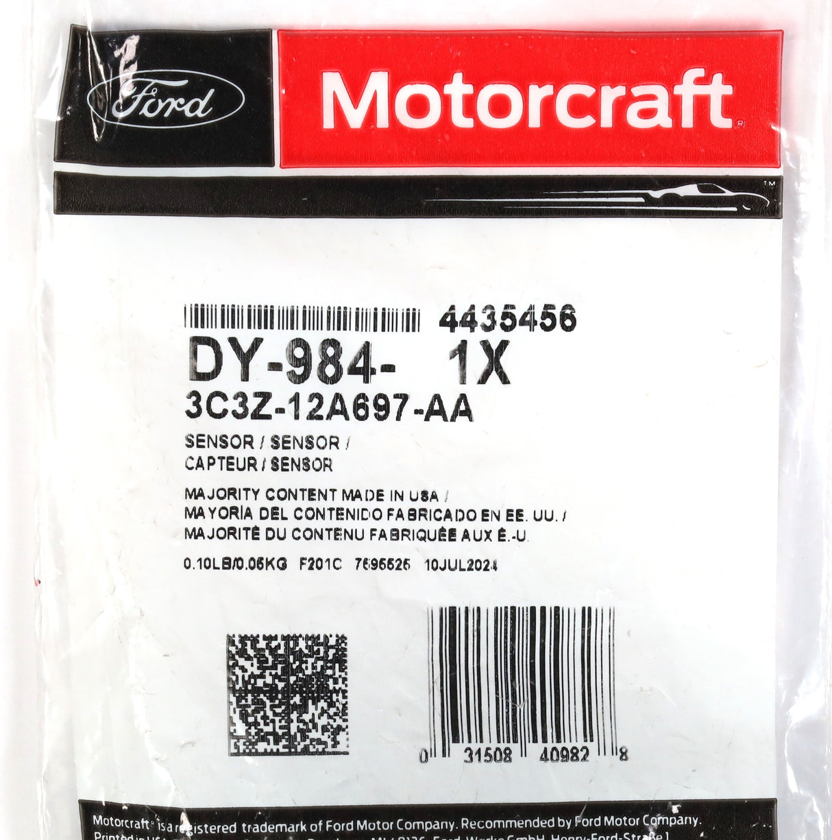 OEM Motorcraft DY-984 6.0L Powerstroke Diesel Intake Air Temp Sensor IAT