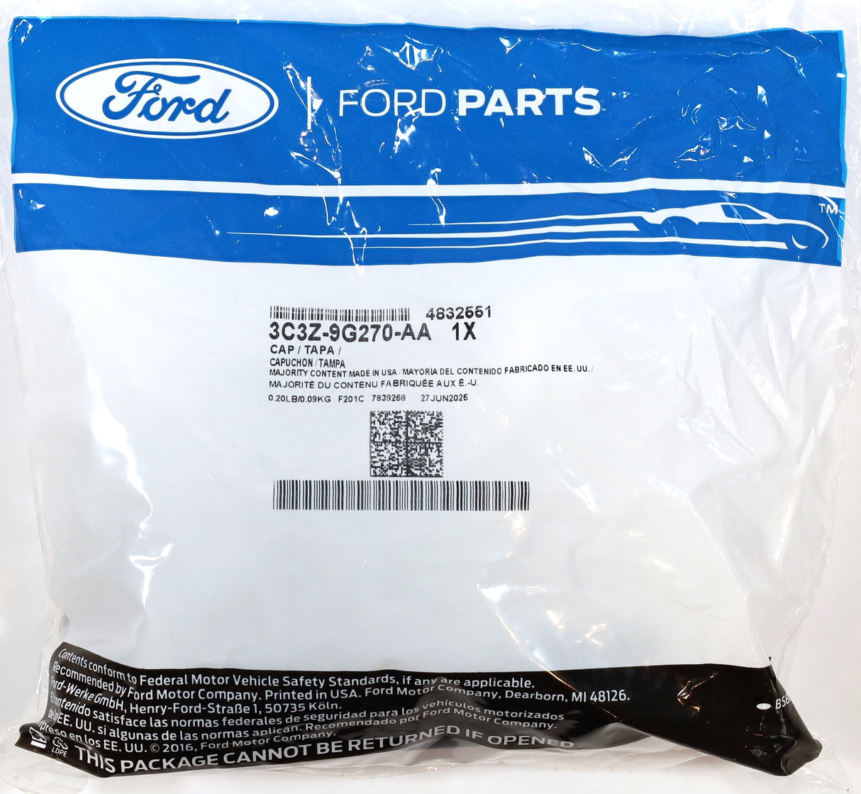 2003–2007 6.0L Powerstroke Secondary Fuel Filter Cap Genuine Ford 3C3Z-9G270-AA