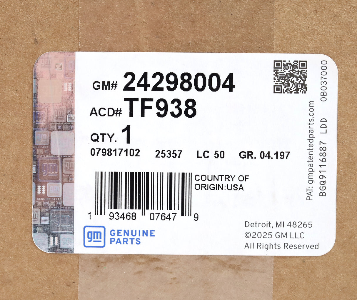 GM 24298004 / TF938 Allison 10L1000 Transmission Filter 2020-2026 L5P Duramax
