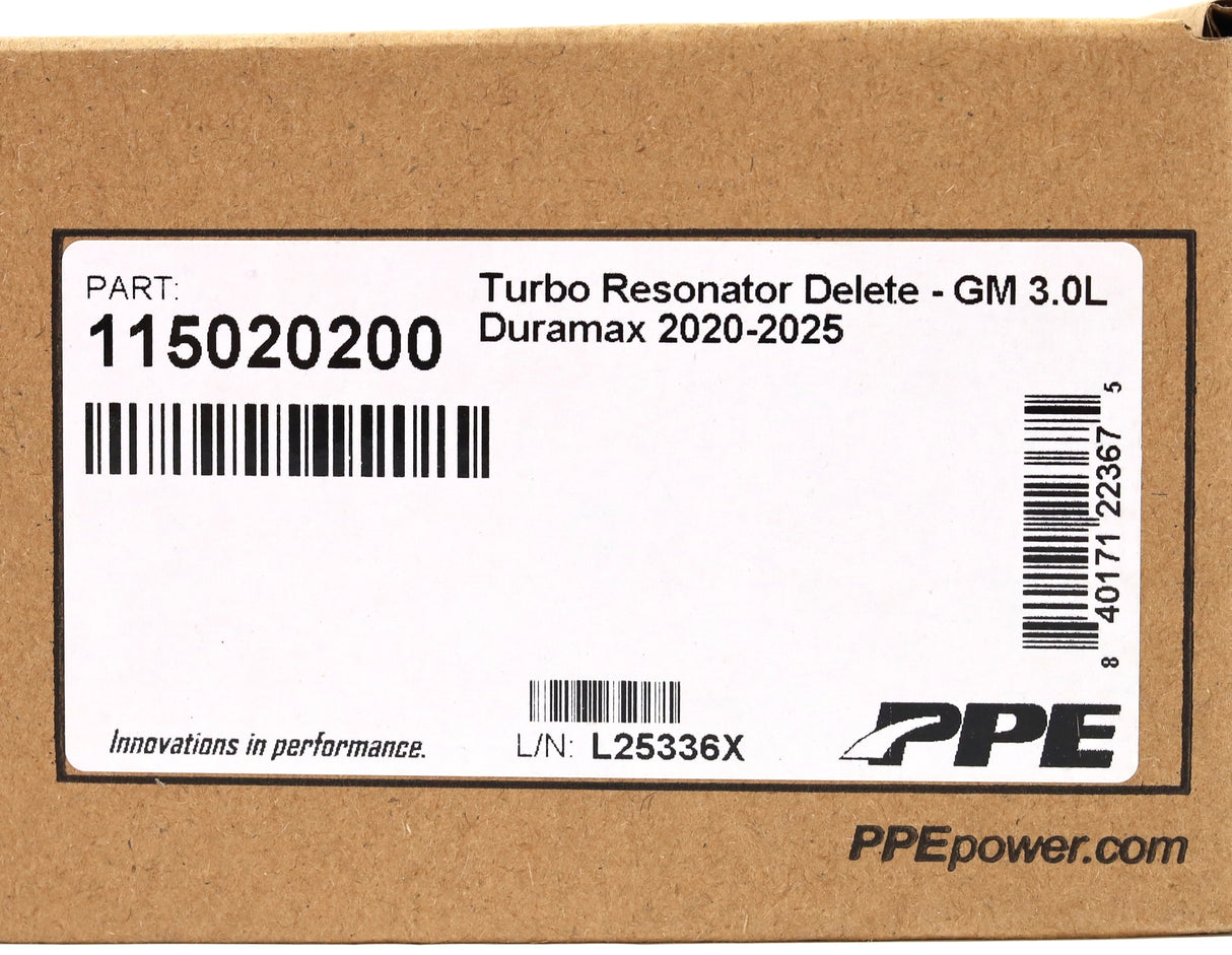 PPE 115020200 Turbo Resonator Delete 2020-2026 3.0L Duramax LM2/LZ0
