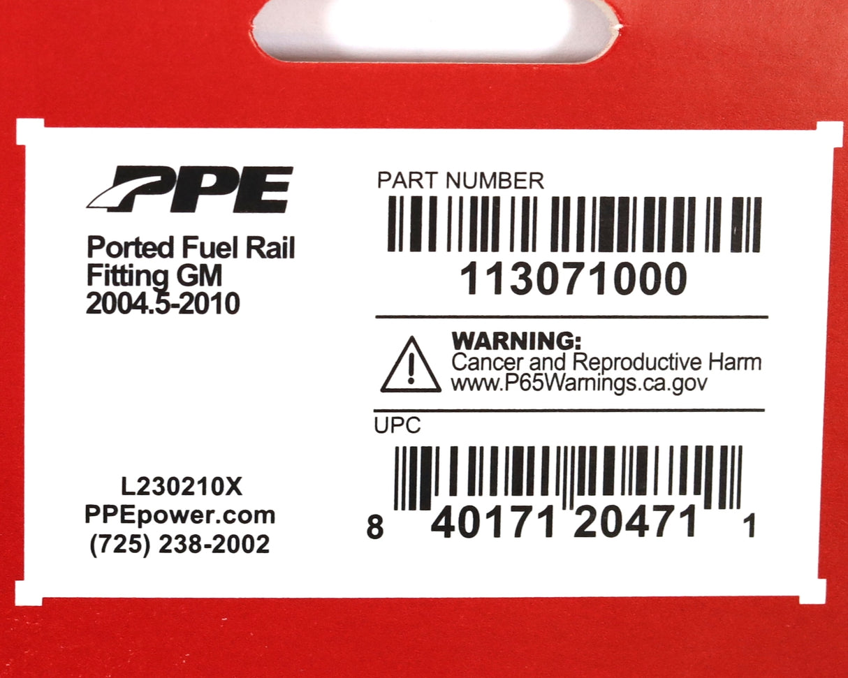 PPE 113071000 Ported Fuel Rail Fitting 2004.5-2010 LLY LBZ LMM 6.6L Duramax