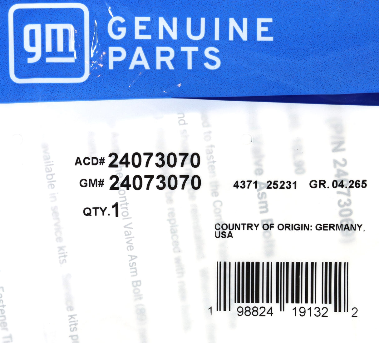GM 24073070 10L80 Valve Body Fuel Filter Bolt Kit 2020–2026 3.0L Duramax