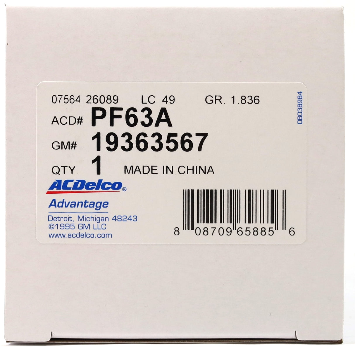 2020+ L5P Duramax Engine Oil Filter Genuine OEM GM ACDelco 19363567 / PF63A