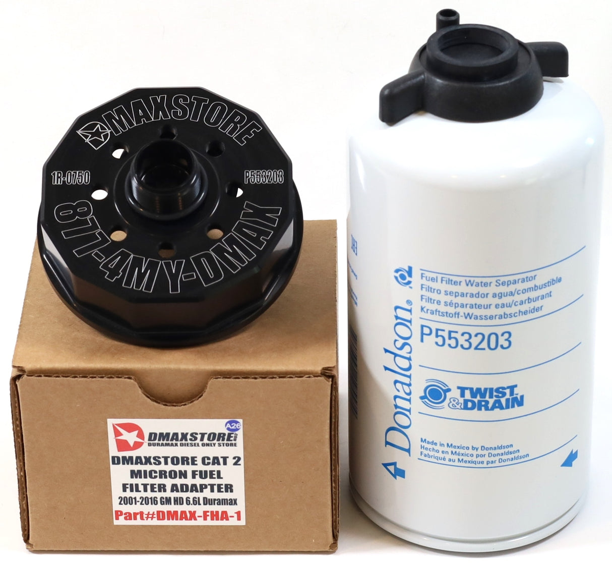 DmaxStore Fuel Filter Adapter CAT 1R-0750 Donaldson Upgrade 2001-2016 Duramax