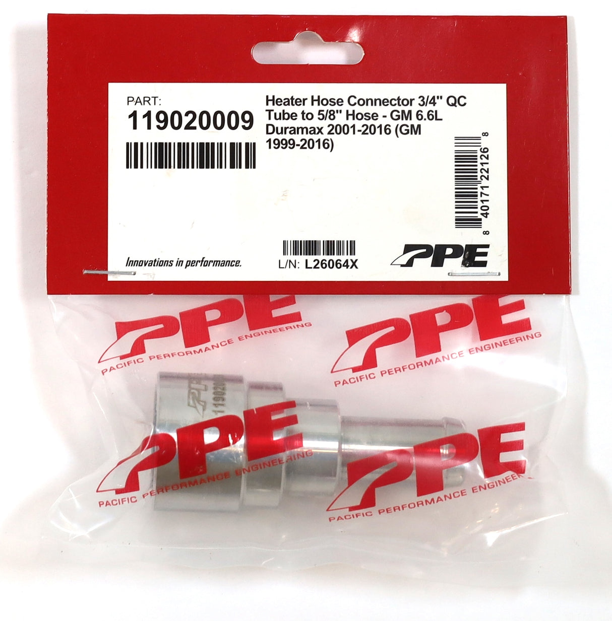 PPE 119020009 Stainless Heater Hose Connector 2001-2026 Duramax