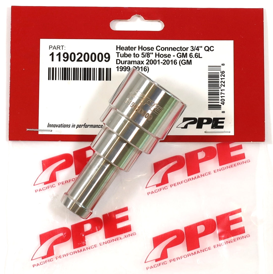 PPE 119020009 Stainless Heater Hose Connector 2001-2026 Duramax