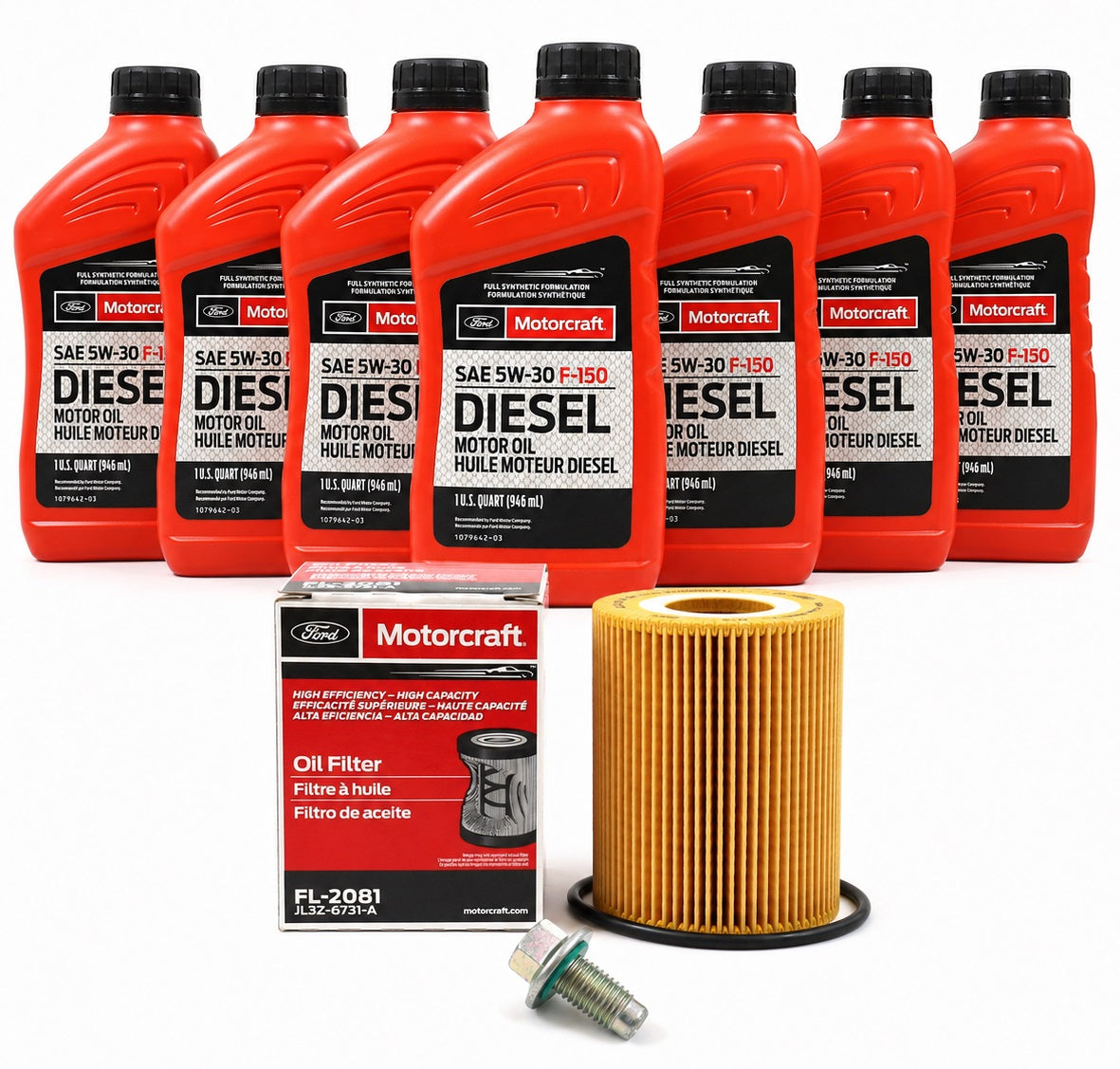 Motorcraft Oil Change Kit & Drain Plug For 2018+ Ford F-150 3.0L Powerstroke