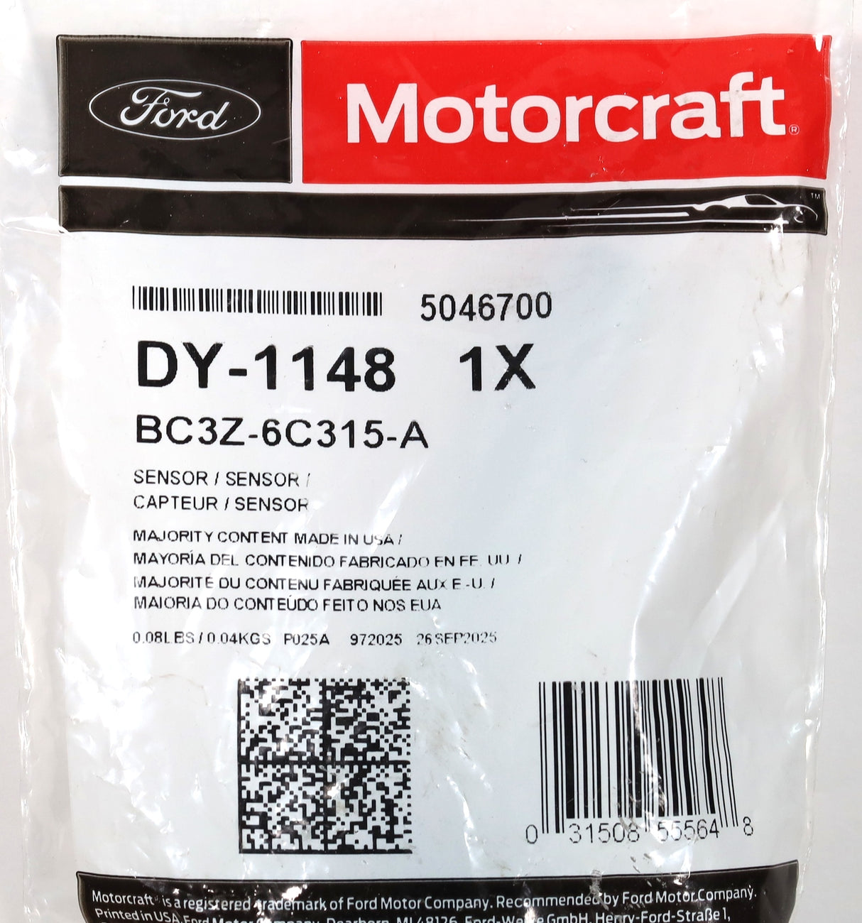 Genuine Motorcraft DY-1148 Crankshaft Position Sensor 2011-2019 6.7L Powerstroke