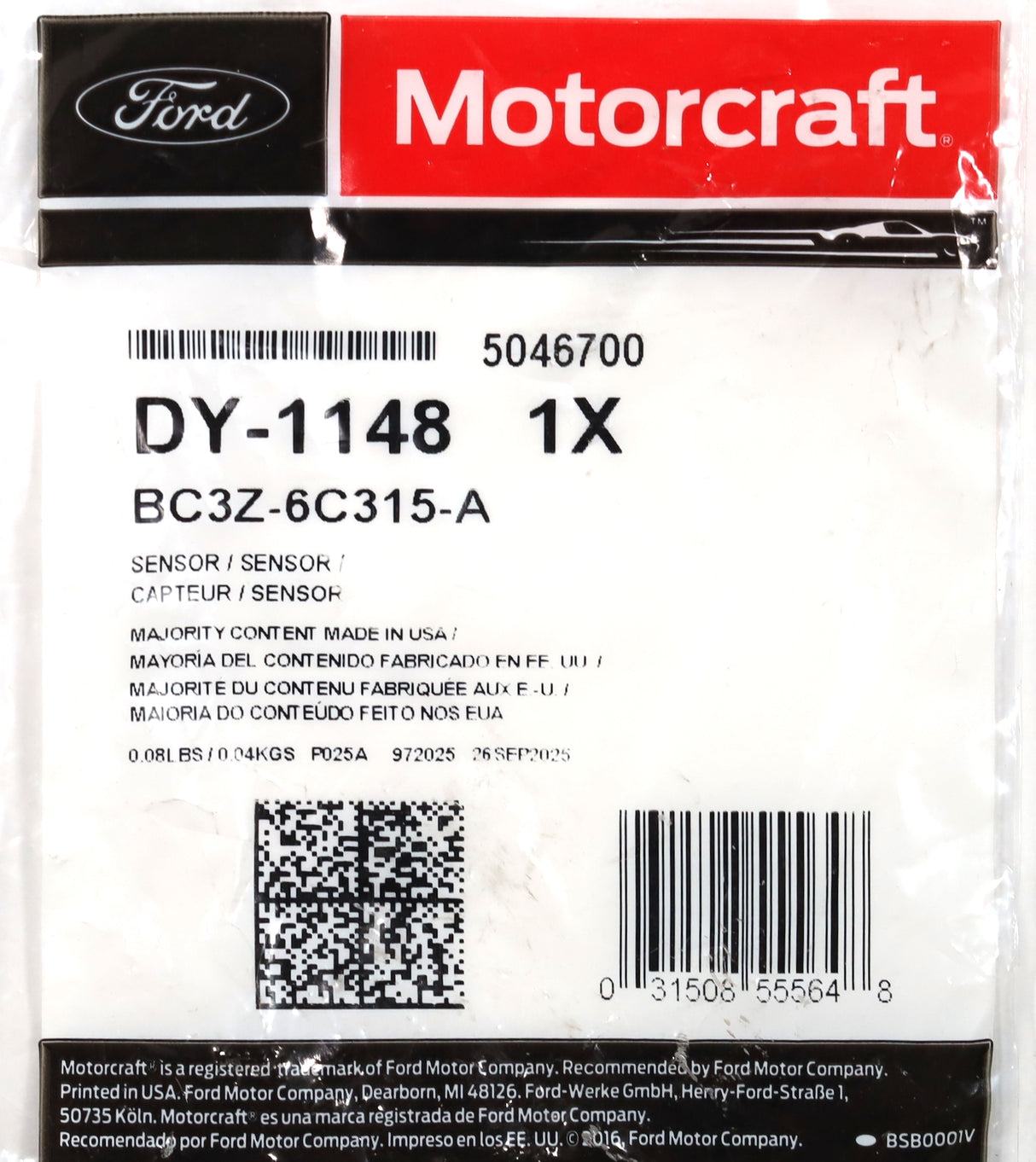 Genuine Motorcraft DY-1148 Crankshaft Position Sensor 2011-2019 6.7L Powerstroke