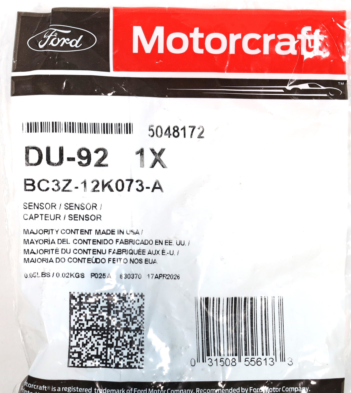 Genuine Motorcraft DU-92 Camshaft Cam Position Sensor 2011-2019 6.7L Powerstroke