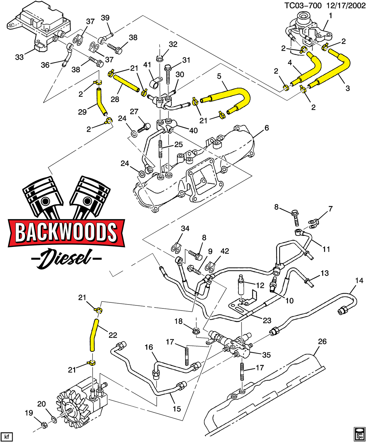 2001-2004 Duramax LB7 Aftermarket Low Pressure Fuel Line Hose Kit w/ Clamps