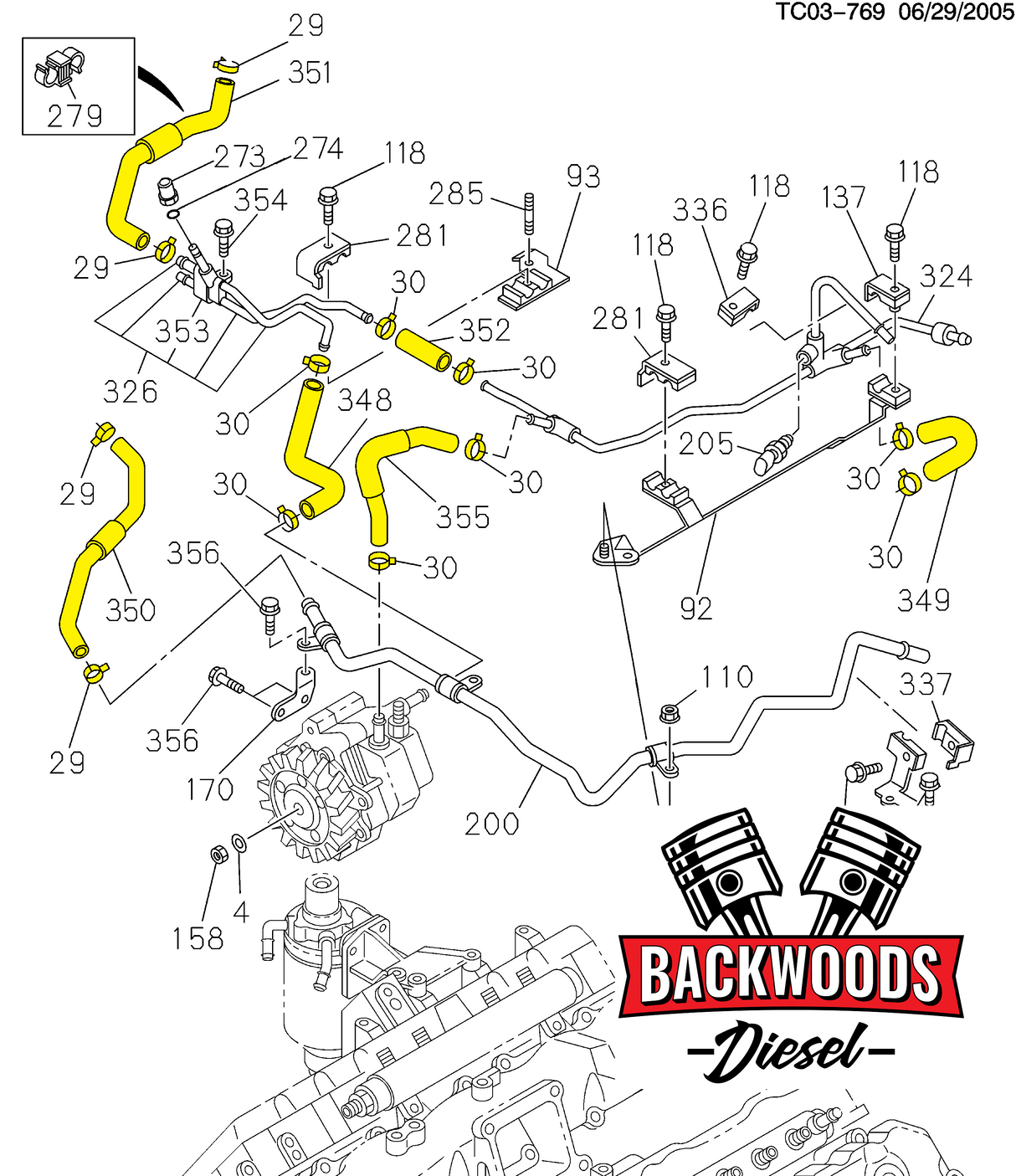 2006-2010 Duramax LBZ LMM Aftermarket Low Pressure Fuel Line Hose Kit w/ Clamps