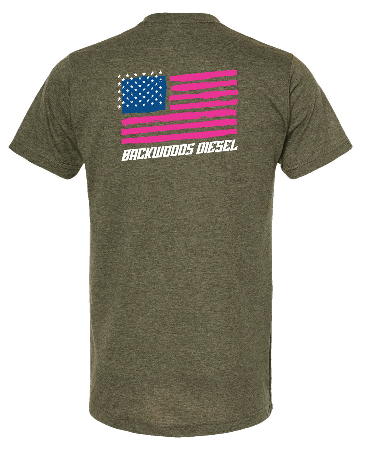 BackWoods Diesel Heather Military Green T-Shirt – American Flag Edition