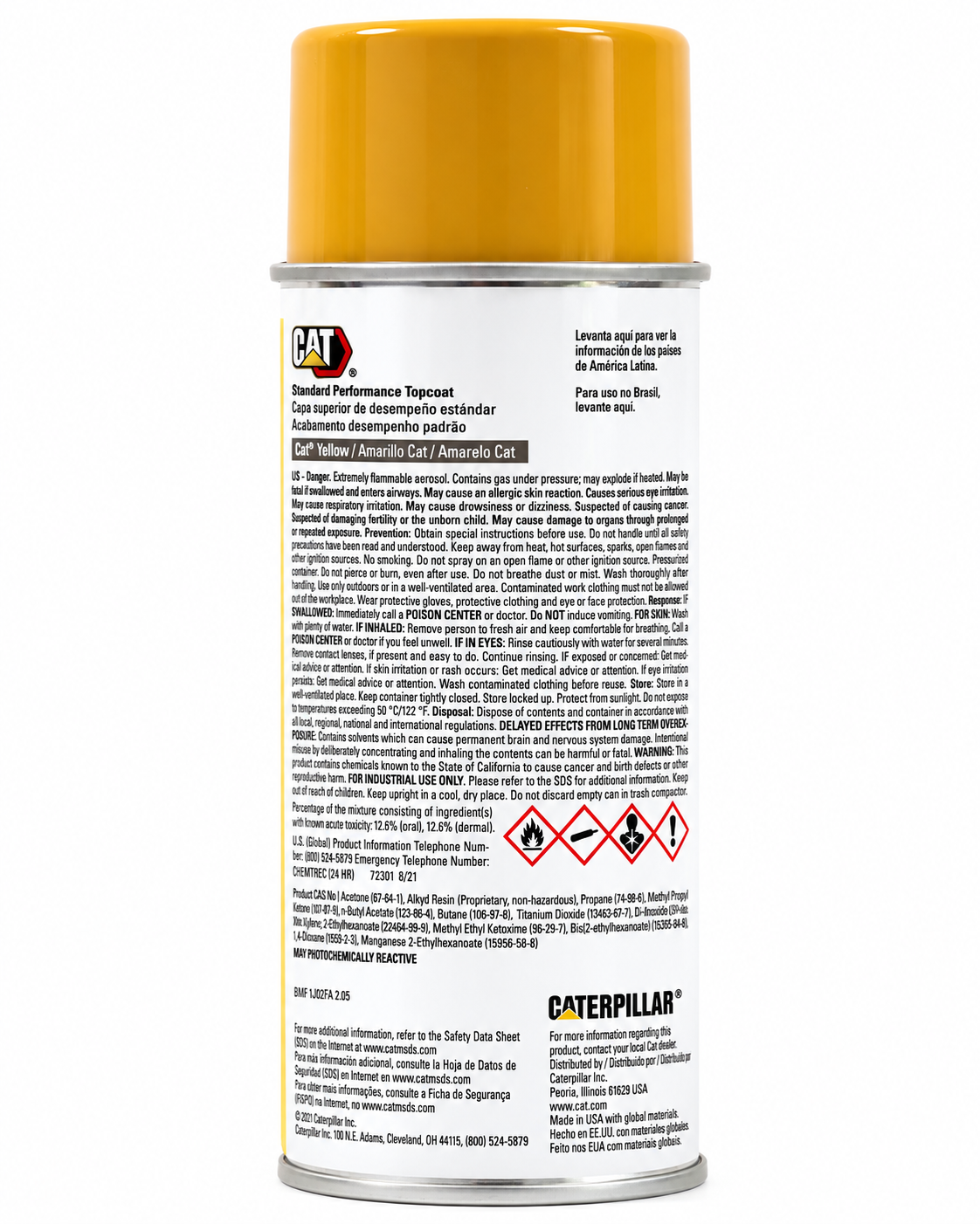 Genuine CAT 590-0196 Caterpillar Yellow Spray Paint 12 oz Aerosol Topcoat