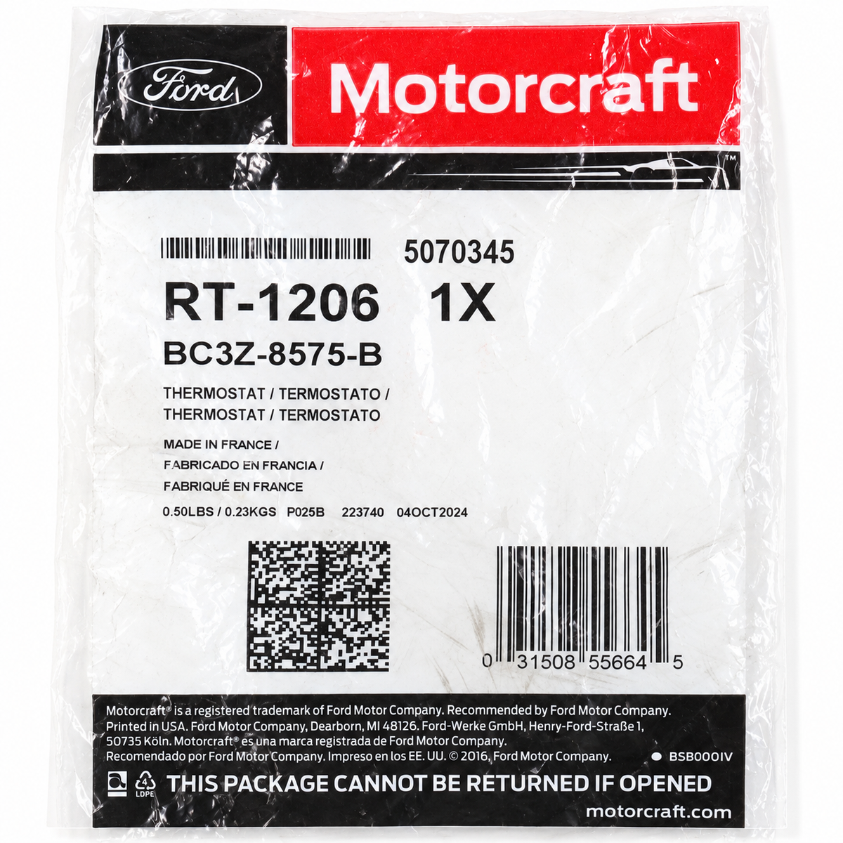 Ford Motorcraft RT-1206 RH High Temp Thermostat 2011-2016 6.7L Powerstroke