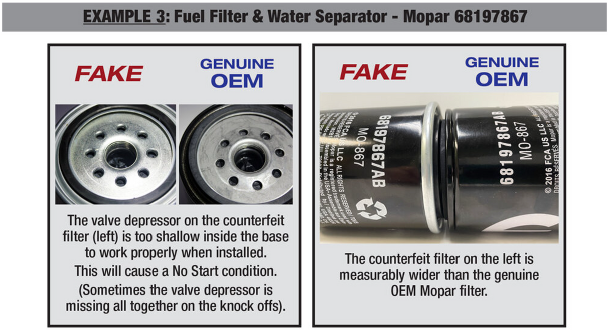 Genuine Mopar 68197867AB MO-867 Fuel Filter Water Separator 2013–2018 6.7L Cummins