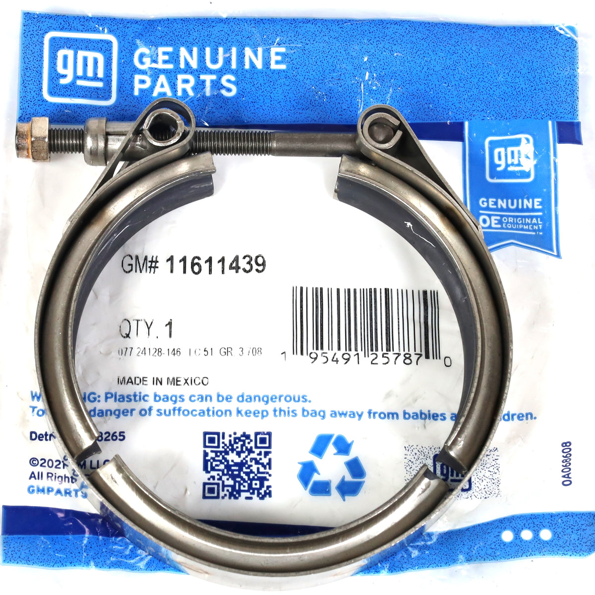 GM 11611439 V-Band Clamp Turbo Downpipe to Exhaust 2001-2015 LB7 LLY L ...
