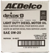 6 Quarts ACDelco DexosD 0W-20 Diesel Oil 19370138 for 2020–2025 LM2 LZ0 Duramax