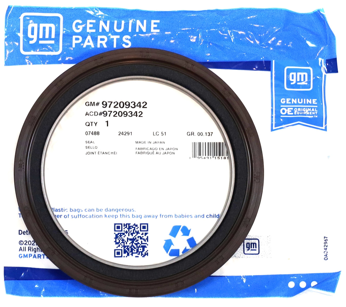 Genuine GM 97209342 Rear Main Seal 2001–2025 Duramax LB7 LLY LBZ LMM L ...