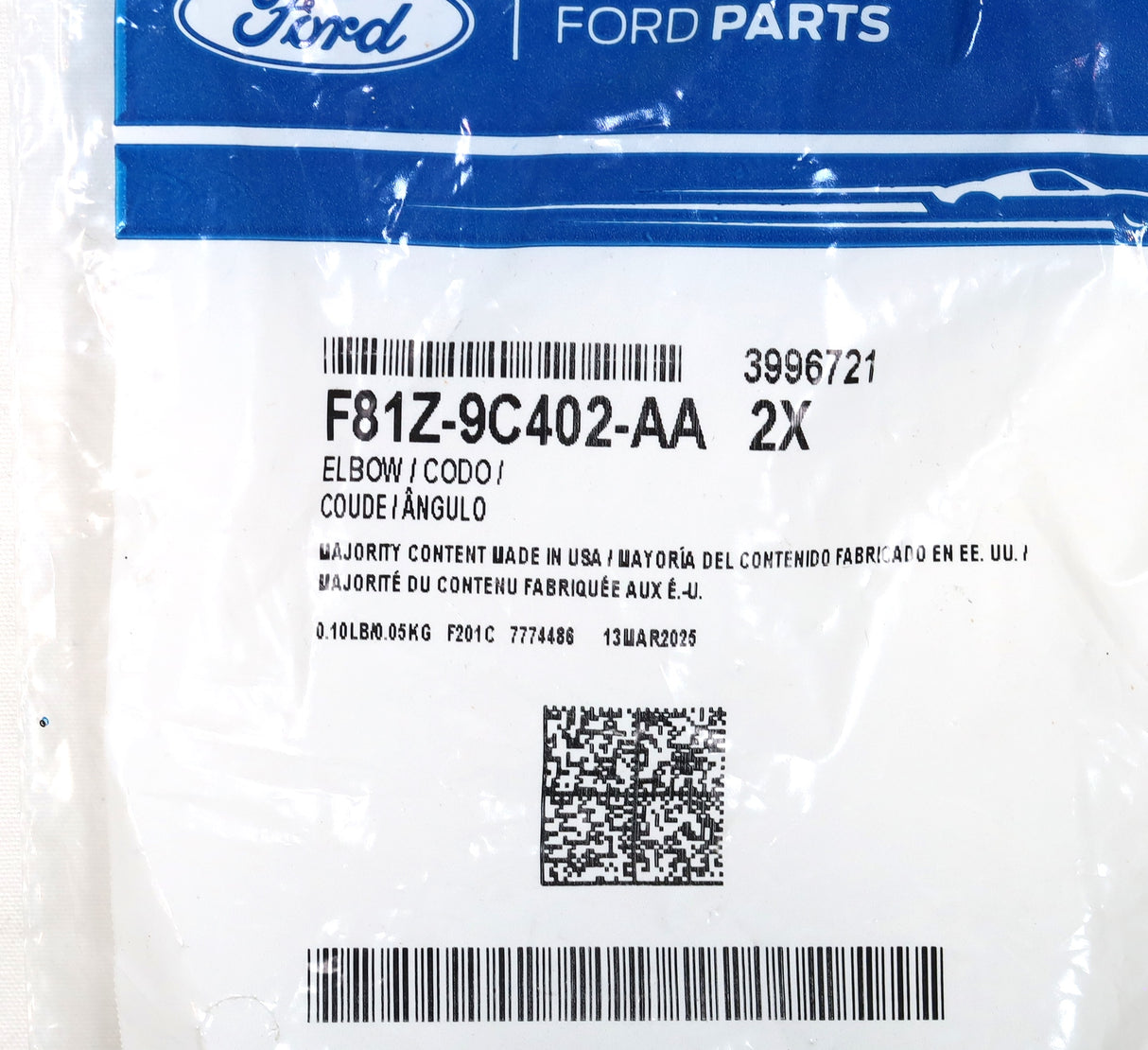 1999–2003 7.3L Powerstroke HPOP Outlet Hose Fittings Genuine Ford F81Z-9C402-AA
