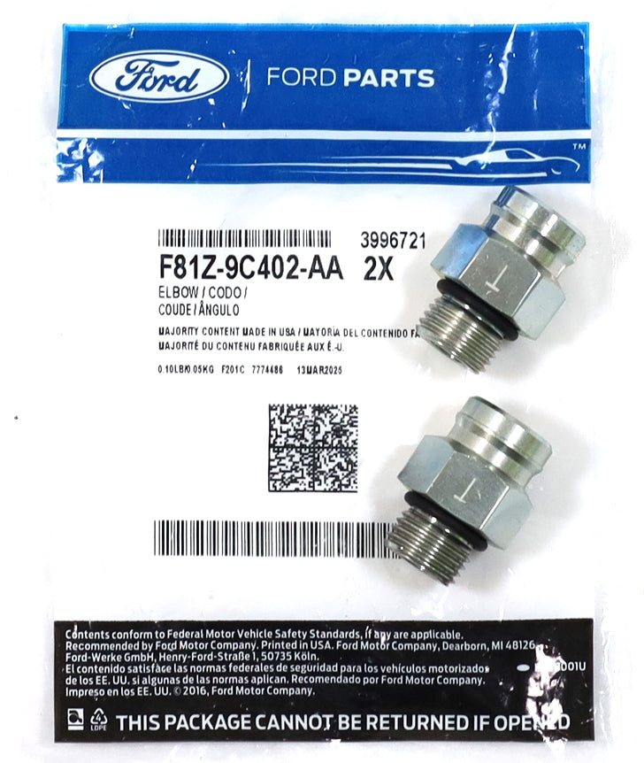 1999–2003 7.3L Powerstroke HPOP Outlet Hose Fittings Genuine Ford F81Z-9C402-AA