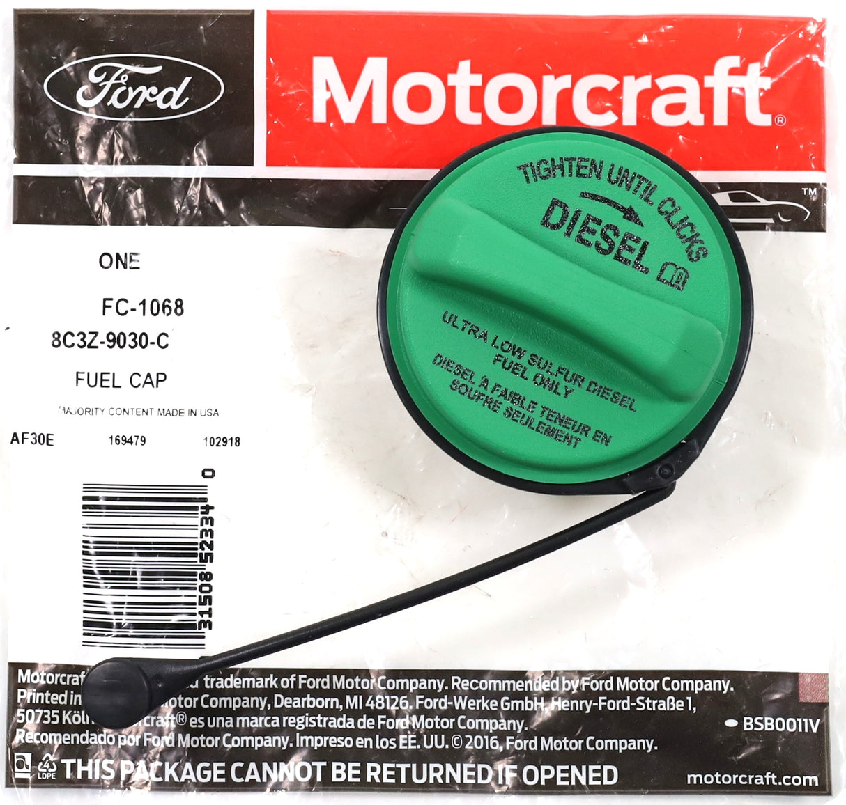 Motorcraft FC-1068 Fuel Tank Cap 2008–2016 Ford 6.4L 6.7L Powerstroke Diesel OEM