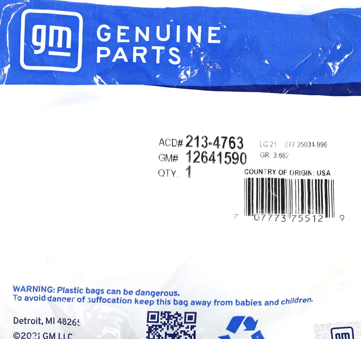 GM 12641590 ACDelco 213-4763 Fuel Vacuum Switch 2011-2016 LML Duramax