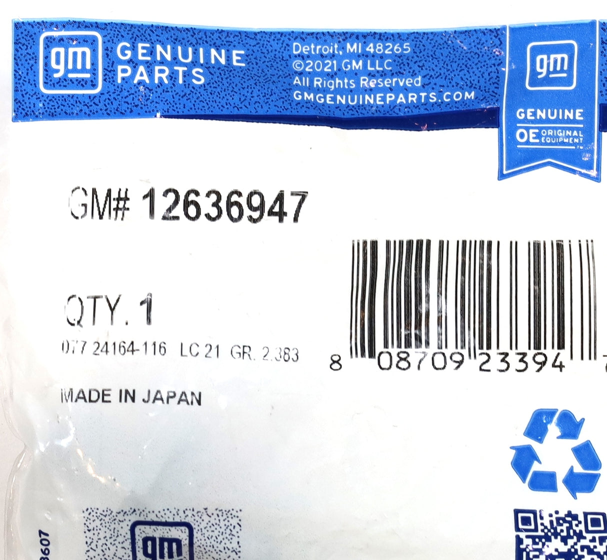 Genuine GM 12636947 Camshaft Cam Position Sensor 2017–2025 L5P Duramax Diesel
