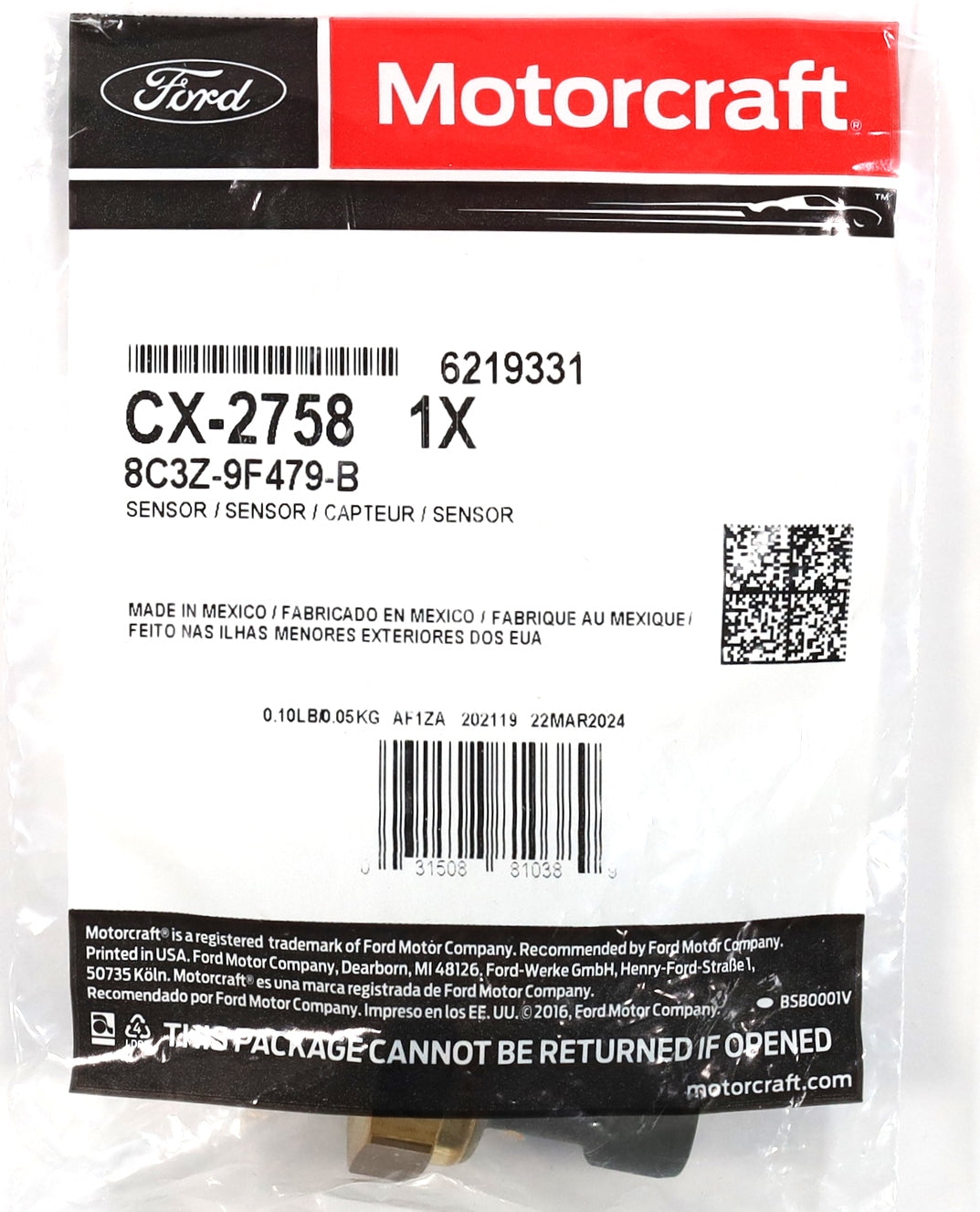Motorcraft CX-2758 Manifold Absolute Pressure MAP Sensor 08-10 6.4L Powerstroke