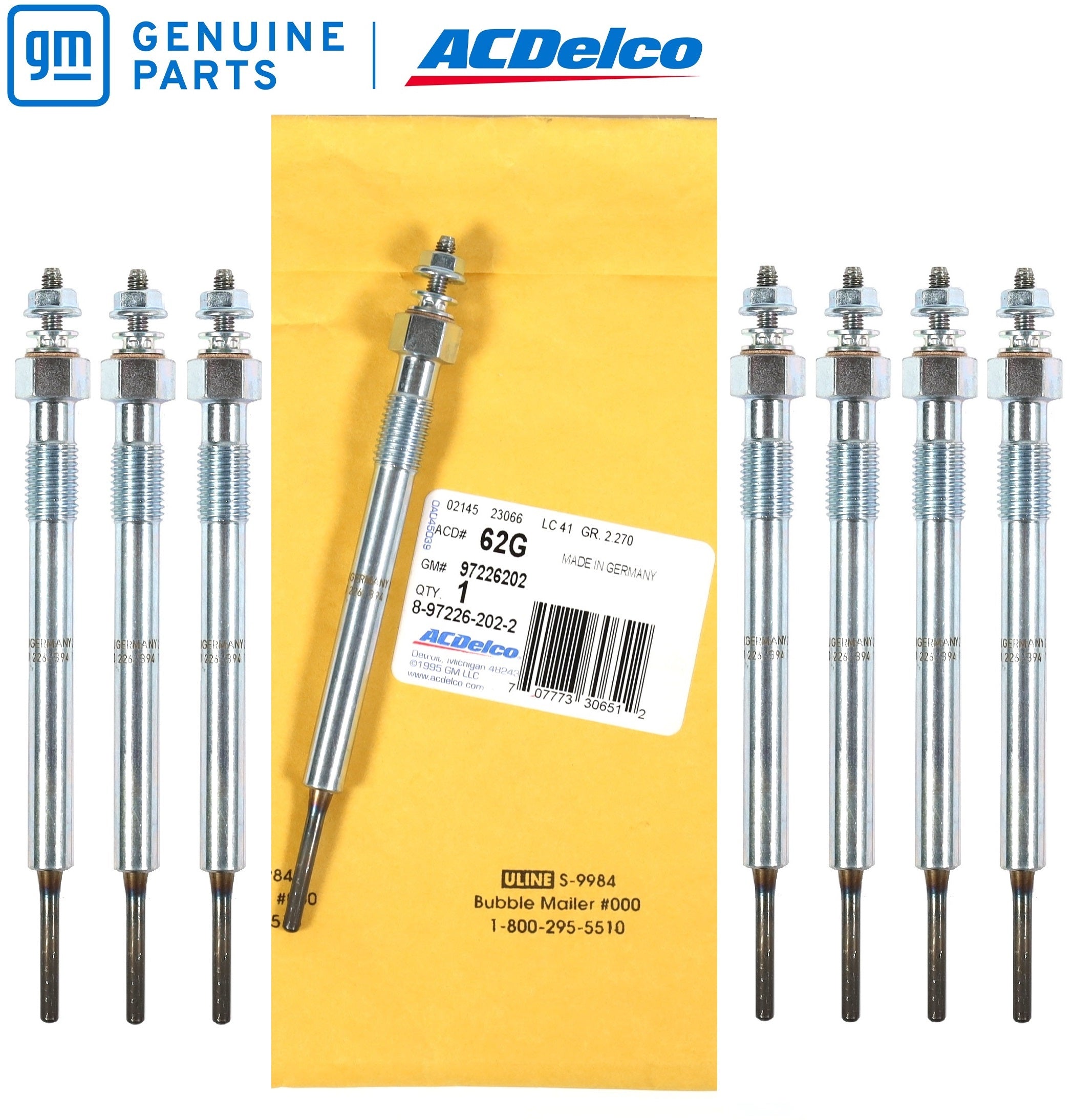 Set of 8 OEM GM 62G / 97226202 Diesel Glow Plug 01-04 Chevy Set of 8 OEM GM 62G / 97226202 Diesel Glow Plug 01-04 Chevy