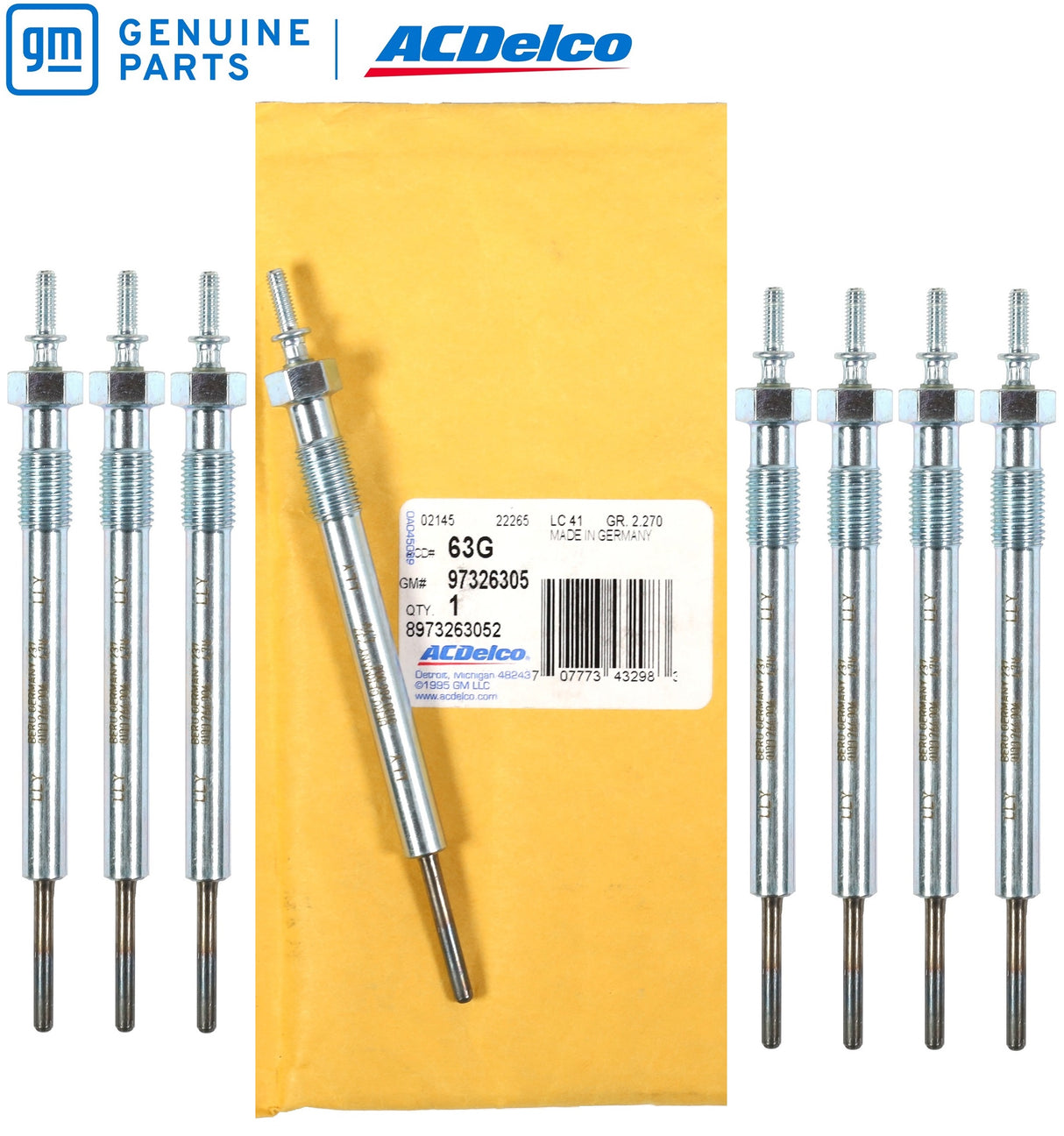 Set of 8 OEM GM 63G / 97326305 Diesel Glow Plug 04-05 Chevy GMC LLY Duramax 6.6L